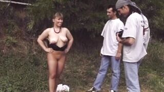 Breasty Blond Sucks Ramrod Outdoors in Amateur Shoot