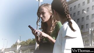 Fit lesbo meets nice-looking golden-haired and passionately screws her