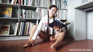 Lascivious College Angel Masturbate in Library