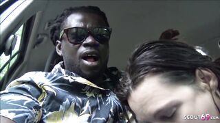 Real German Street Hooker Bang by Giant Ebony Knob in Car