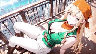 Golden-haired Pirate Captain! Green Uniform & Coarse Ropes on a Sunny Deck. Languid Positions, Lengthy Legs Naked, and That Teasing Gaze