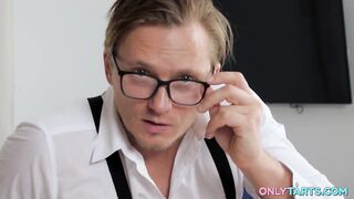 Cute blond Lily Blossom has coarse 3some with classmate and professor