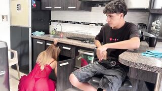 I take advantage of the fact that nobody is home to have truly worthwhile sex with my stepmother on the stove.