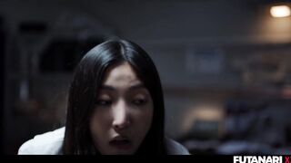 T-girl Scientist Gets Lab Infection and Grows Futanari Dick - Oriental Trans Screws All Natural Russian Angel Creampie
