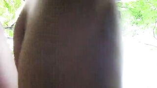 See my bazookas bounce from beneath during the time that I suck this large weenie at a public park until that guy cums all over me!