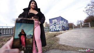 GERMAN SCOUT - Lalin girl Black Vicky Menage with large saggy Titties Pick Up for Casting Bang