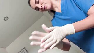 Hawt Masseuse Puts On Latex Gloves For A Immodest Cheerful Ending Ejaculation