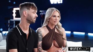 WIFEY Beautiful Tattooed Golden-haired Hotwife Kaci Kennedy Rides BBC Whilst Hubby Films