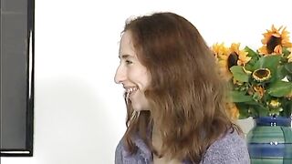 Casting hottie toys her moist pussy