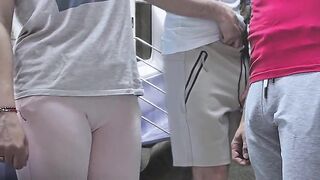 Forbidden Touch on Subway Educate! Perv Stranger's Weenie Gets hard whilst that babe accidental touch him. Barefaced Stud CUMS Hard using gal's hand