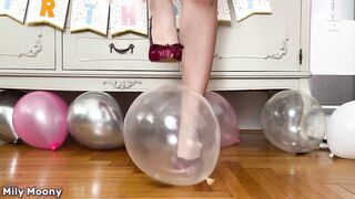 Popping My Birthday Balloons with Heels
