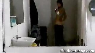 Nikki Montero transgender pornstar ladies room pissing on the crap-house and being inexperienced