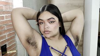 Curly Celeste in her blue costume
