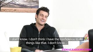 FemaleAgent American dude cums on hot golden-haired agents face