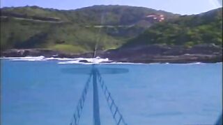 Blond and Brunette hair Lesbian babes Sexy Boat Sex with Sex tool Play