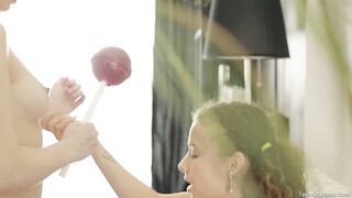 Chloe and Caroline Share A Large Sweetmeat Previous to Their Lesbo Sex Adventure