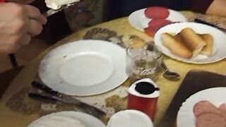 French Granny Gotta Suck Schlong at Dinner