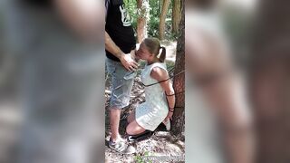 Belgian mother i'd like to fuck bound up in woods, deepthroat, swallows