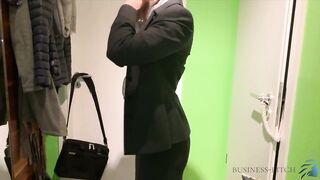 woman in business look has quick bang in advance of work-business-whore