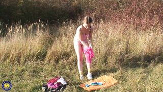 nineteen Year Old Beauty Johane Johansson Gets Drilled Outdoor by an Old Guy