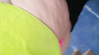 Flashing in the warehouse for the lads - big beautiful woman butt & titties