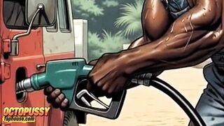 Jungle Gas Station: a Ebony Pump for a White Wife. BBC Wife Cuckold