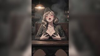Sexy manga wife in a pub