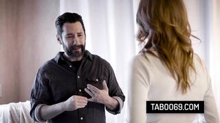 Redhead Stepdaughter Lacy Lennon Takes Care of Her Depressed Stepdad Large Jock