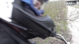 A Youthful, Hawt Woman with Large Bazookas Stopped a Motorcyclist to Get Screwed in the Booty