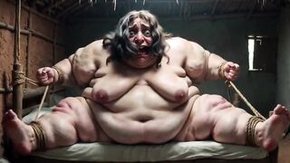 Despairing SSBBW in Rope Servitude - Trickling Plump Wide Snatch
