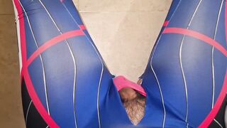 Large Dick Tgirl in Dva Cosplay and pink Strap Jerking Off and Spunk flow after Anal Masturbation with Large Vibrator and Ass Plug