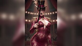Manga circus disrobe ring leader clown and acrobat hot circus show