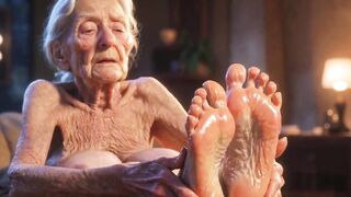 Charming Large Wrinkled Feet Oiled up - Oil Trickling From Toes Fleshly Massage