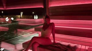 Hawt Aussie with giant natural titties picks up a man in the sauna - Alanna Pow & Nicholas Ferres
