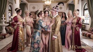 Ottoman Sultan has an Fuckfest with his Harem of Breasty Hotties (AI Generated)