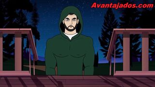 Pervert with a large dong in a homo porn toon.