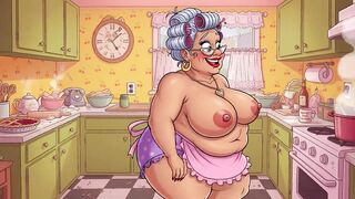 Ai Grannies Nude in Kitchen