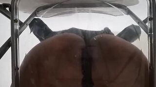 POV: Indecent Talk Plump Butt Femboy Raven Facesitting and Anal Creampie after Riding Sex toy throughout Transparent Chair