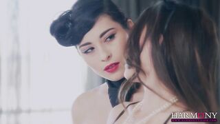 Stockinged lesbos masturbating