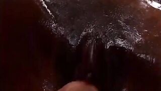 Black chick and ebony man have slippery screw session on the grass