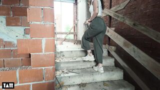urbex date turns into sneaky public sex with sexy brunette hair