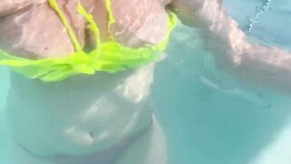 Artemisia Love Flashing Her Flawless Large Boobs Underwater and Smokin' a Cigarette