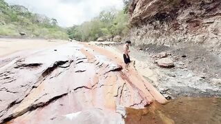 Marvelous youthful college student goes to the river after class and meets a stranger and ends up having sex outdoors in Colombia!