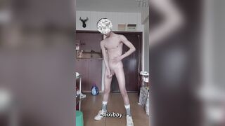 Slender homo teenager in nature's garb body masturbating/in nature's garb homo sex/ejaculation/twink/large cock