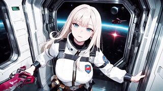 Intimate Moments Inside the Futuristic Spaceship Where Her White Uniform Is Stretched to Perfection