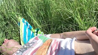 Public Oral-job - people walk and drive by - I cum in her throat