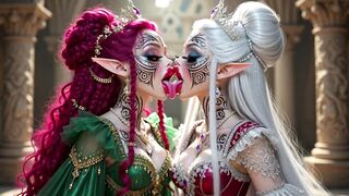 Nice-looking Elves Princess Giving a kiss, Ai Animation