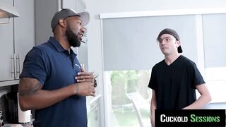 CUCKOLD SESSIONS - Brunette hair Lizzie Love Cucks Hubby with Sexy Handyman