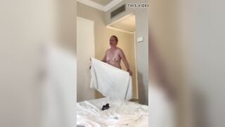 Step Mommy shares hotel room walking around bare