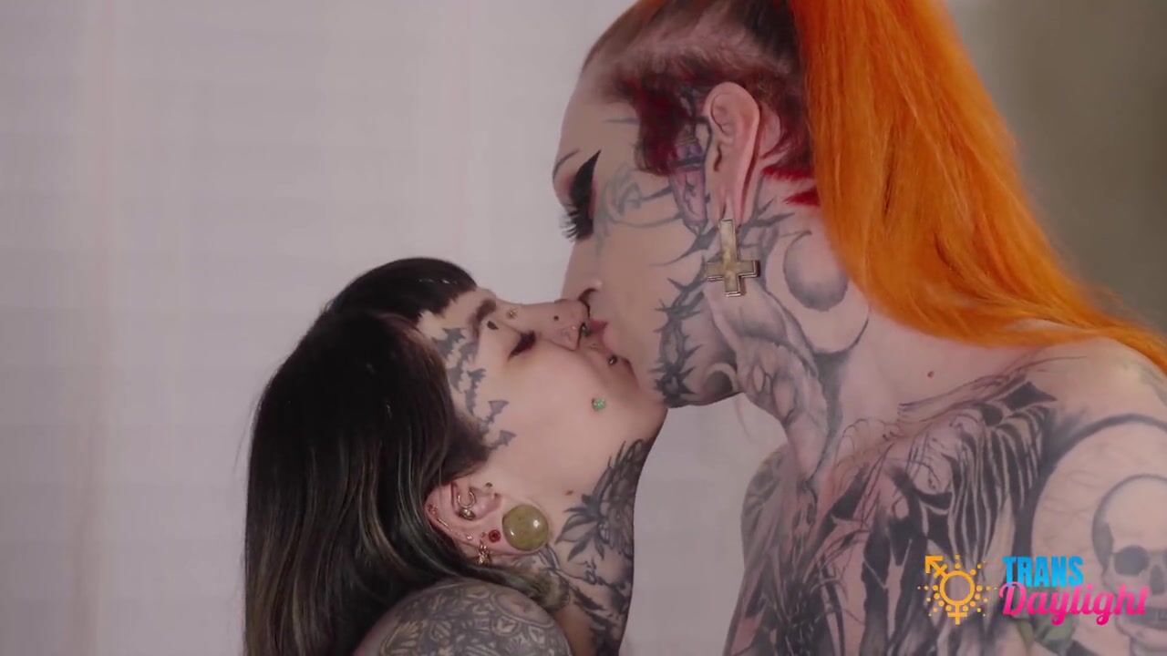 Inked Tgirl Bangs Tattooed Hotty Raw Intensive Climax